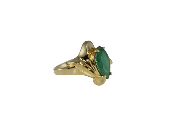 Vintage 14k Gold Emerald Ring, 14k Emerald Marqui… - image 5
