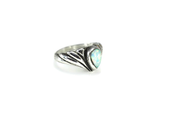 Vintage Mexican Silver Opal Pinky Ring, Sterling … - image 3
