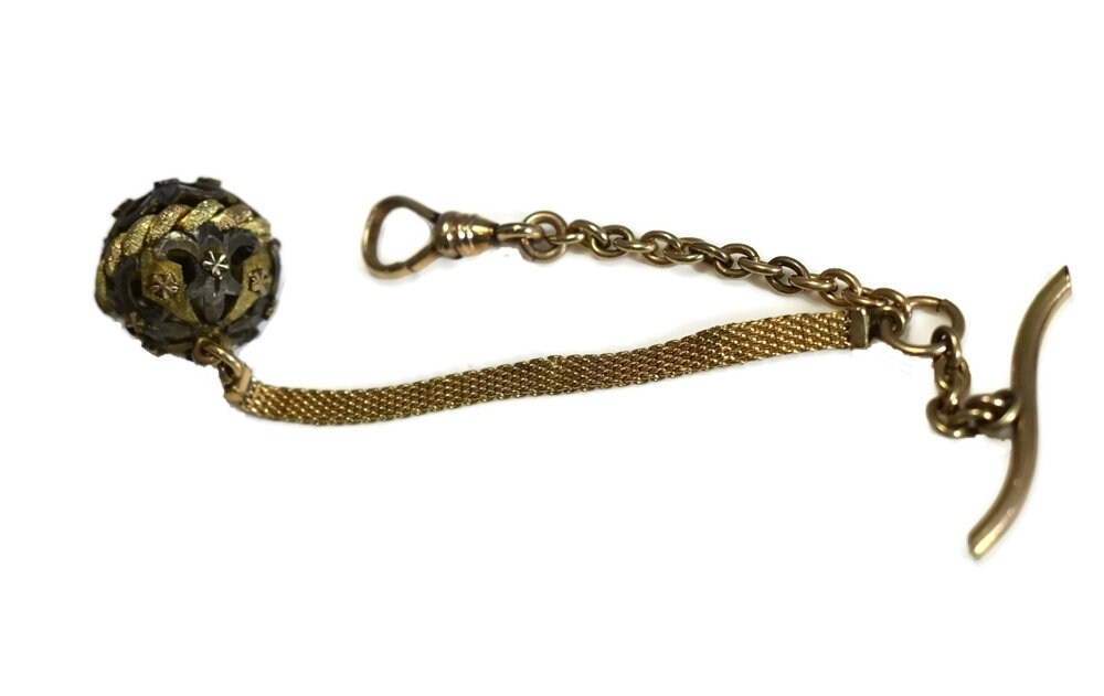 Antique Gold Filled Pocket Watch Chain and Fob Victorian Etsy