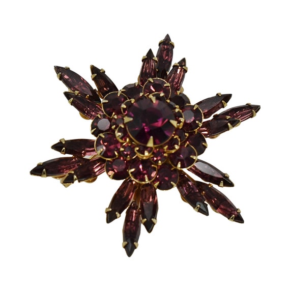 Exquisite Purple Crystal Rhinestone Star Brooch, … - image 2