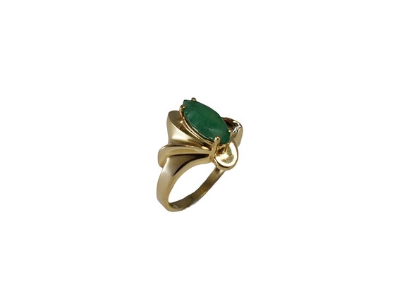 Vintage 14k Gold Emerald Ring, 14k Emerald Marqui… - image 3