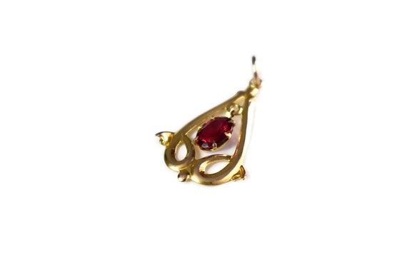 Antique 14k Lavaliere Pendant with Simulated Ruby… - image 3