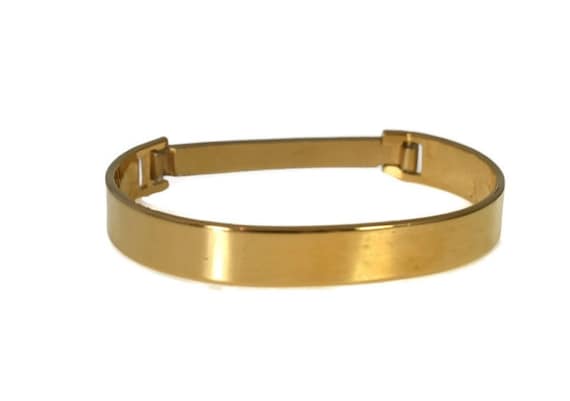 Vintage Speidel Hinged Cuff ID Bracelet Gold Plat… - image 1