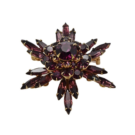 Exquisite Purple Crystal Rhinestone Star Brooch, … - image 3
