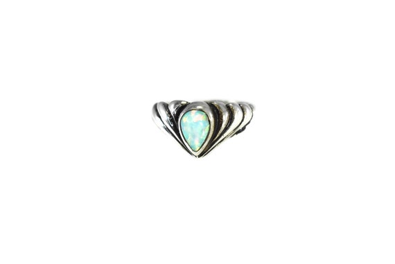 Vintage Mexican Silver Opal Pinky Ring, Sterling … - image 1