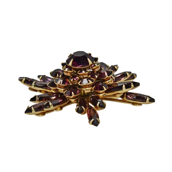 Exquisite Purple Crystal Rhinestone Star Brooch, … - image 6