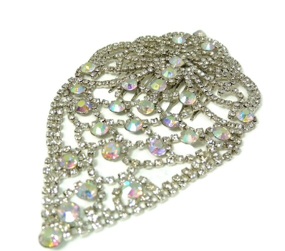 Large Rhinestone Hair Comb, Bridal Hair comb,  Br… - image 3