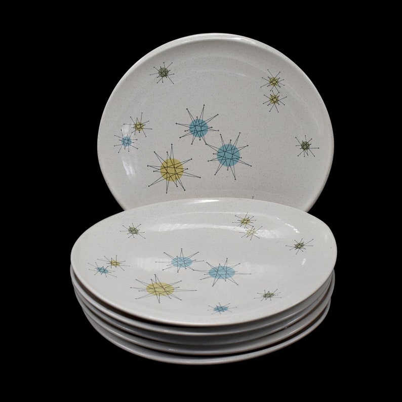 Mid Century Franciscan Starburst Dinner Plates X6 Atomic Etsy