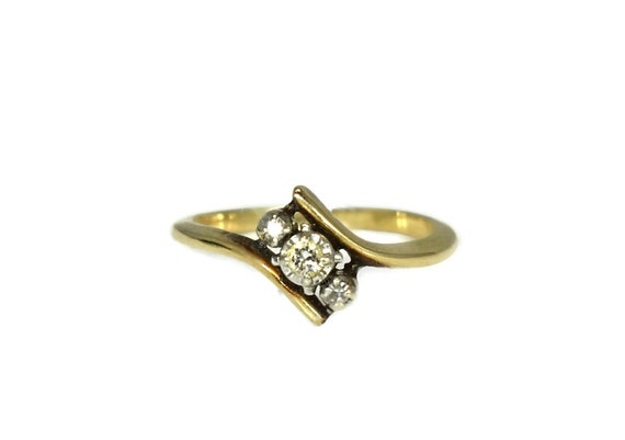 14k Gold Diamond Ring, 14k Gold Promise Ring, Dai… - image 2
