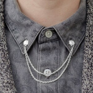 Silver Gem Collar/Cardigan Clip