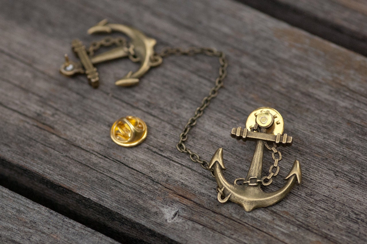 Bronze Anchor Collar Clip Collar Chain Etsy