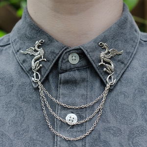 Silver Griffin Collar Chain/ Cardigan Clip