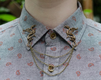 Bronze Griffin Collar Chain/ Cardigan Clip