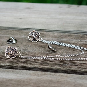 Silver Rose Flower Collar Chain/ Collar Clip image 2