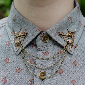 Bronze Dragon Collar Chain/ Cardigan Clip