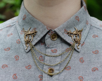 Bronze Dragon Collar Chain/ Cardigan Clip