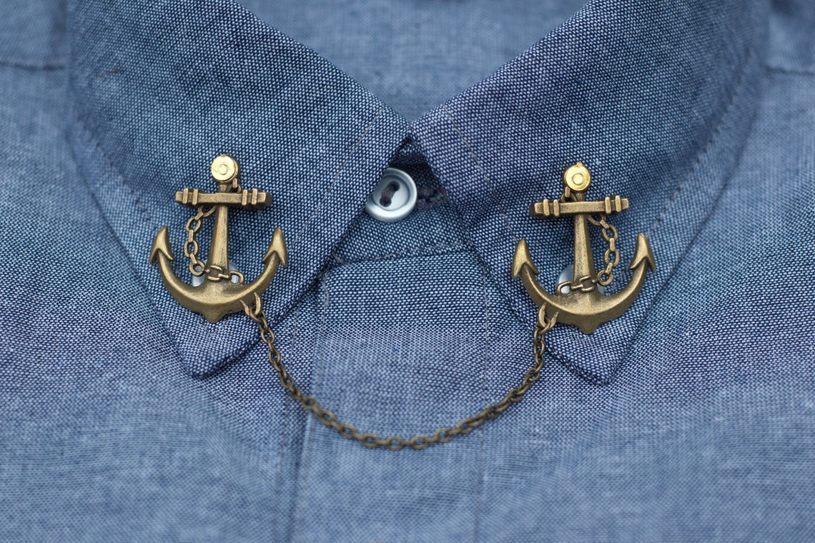 Bronze Anchor Collar Clip Collar Chain Etsy
