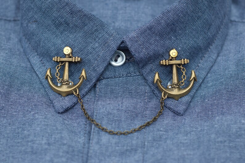 Bronze Anchor Collar Clip Collar Chain Etsy