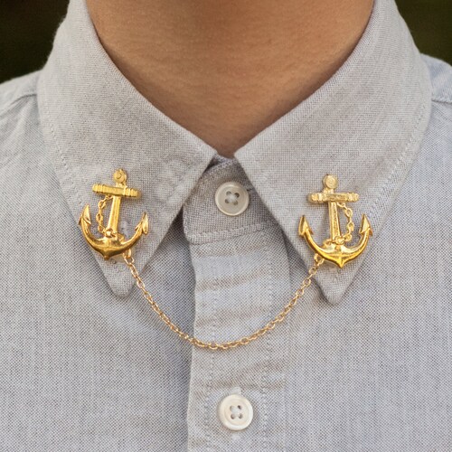 Silver Anchor Collar Clip Collar Chain Etsy