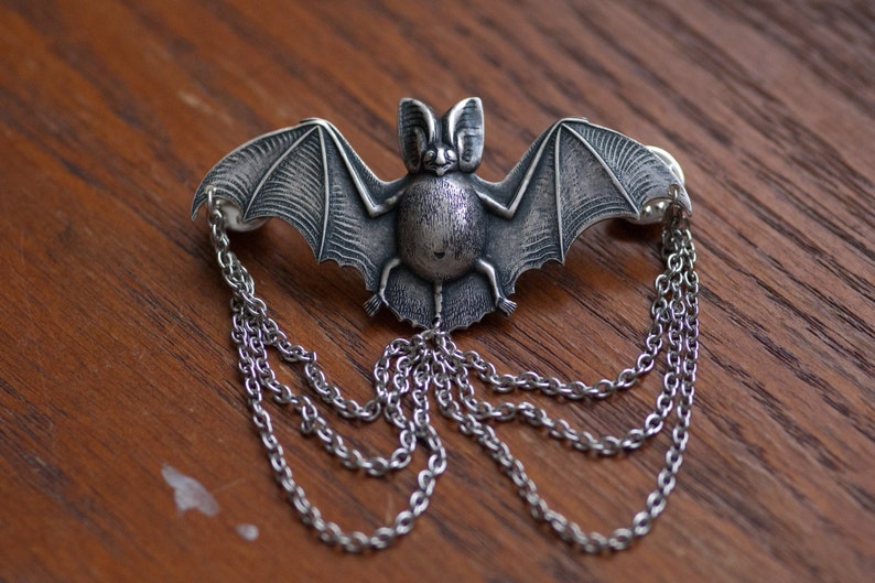 Bat Collar Pin/ Tie Pin  Silver Bronze or Gold image 3