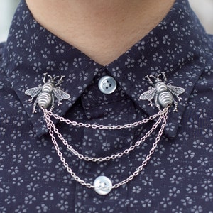 Silver Bee Collar Chain/ Cardigan Clip