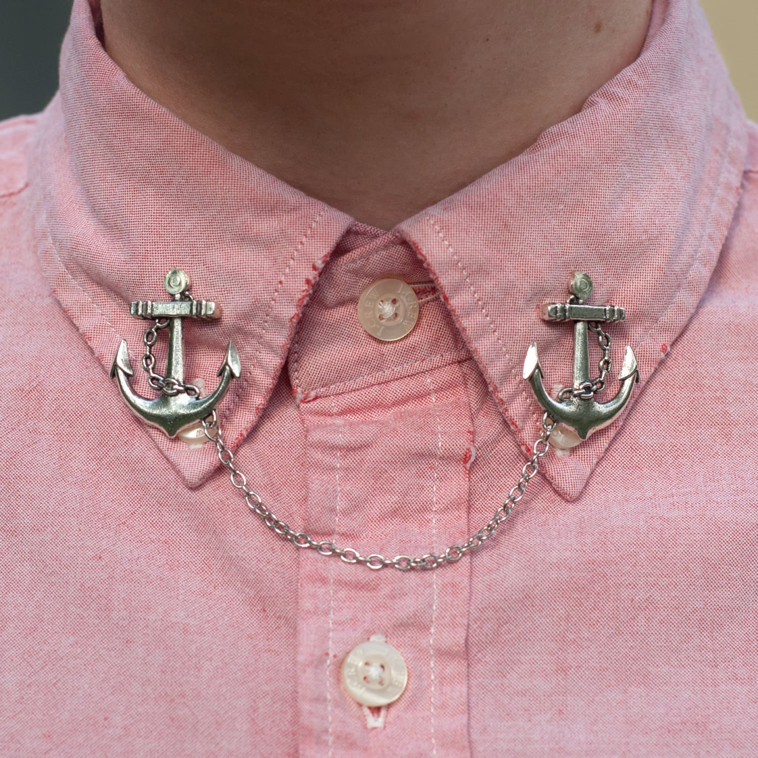 Silver Anchor Collar Clip Collar Chain Etsy