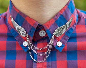 Silver Bird Wing Collar Chain/ Cardigan Clip
