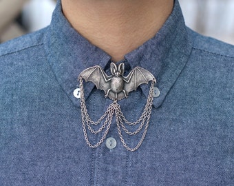 Bat Collar Pin/ Tie Pin - Silver, Bronze, or Gold