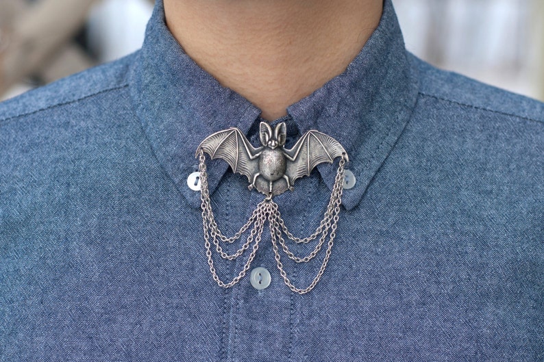 Bat Collar Pin/ Tie Pin  Silver Bronze or Gold image 1