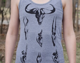 LAST CHANCE - Antelope Skulls Screen Print Tank Top XS