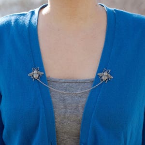 Bronze Bee Collar Chain/ Cardigan Clip image 3