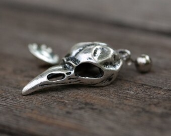 Silver Bird Skull Pin