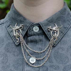 Silver Dragon Collar Chain/ Cardigan Clip