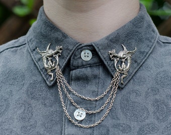 Silver Dragon Collar Chain/ Cardigan Clip