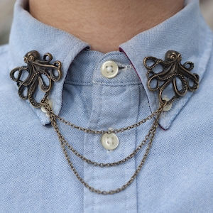 Bronze Octopus Collar/ Cardigan Clip