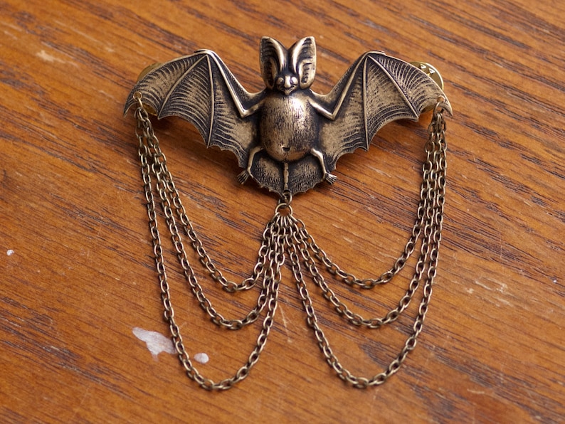 Bat Collar Pin/ Tie Pin  Silver Bronze or Gold image 4