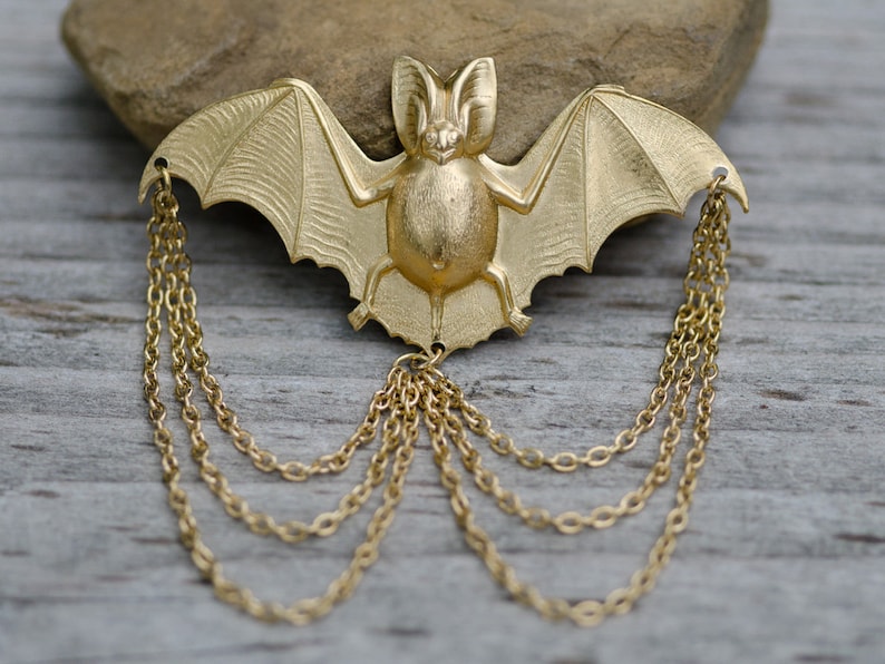 Bat Collar Pin/ Tie Pin Silver, Bronze, or Gold image 5