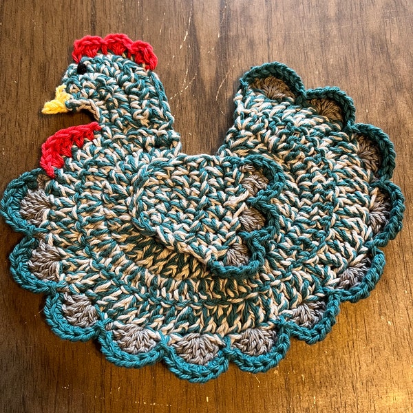 Maniques de poulet au crochet. Crochet fait main.