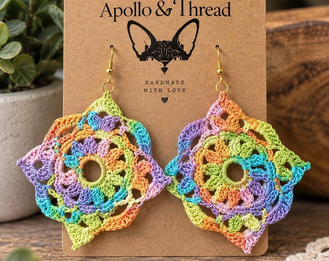 Colorful Crochet Statement Earrings – 2 Inch