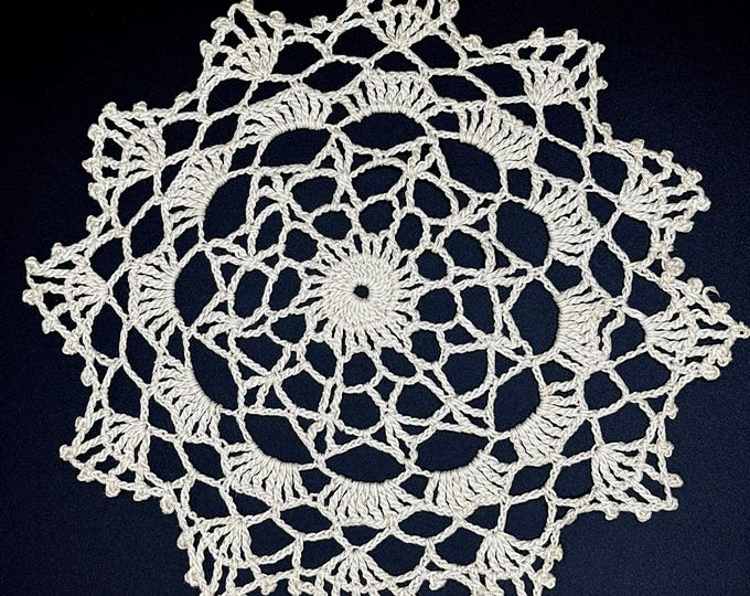 Handmade White Crochet Doily, 9 Inch Lace Table Accent, Heirloom Decor (Certificate Included)