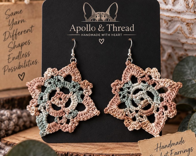 Crochet Lace Earrings Sage & Blush