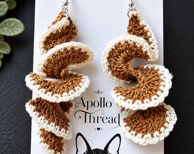 Handmade Crochet Spiral Earrings, Fiber Jewelry