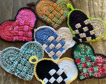 Heart Pot Holder Trivet Hot Pad Handmade Crochet