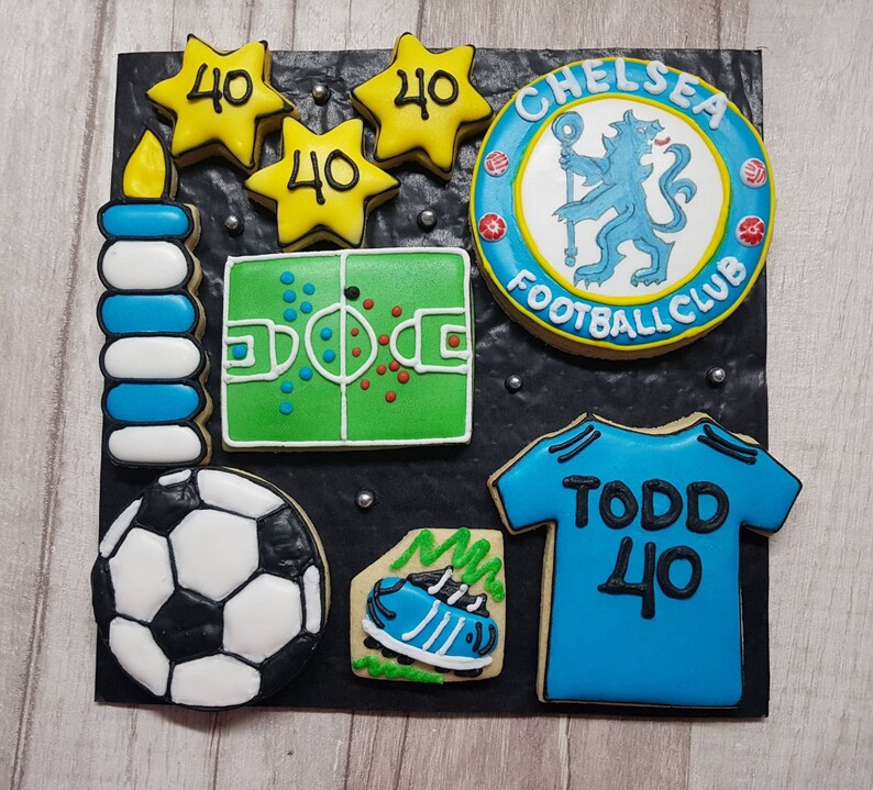 Bespoke Biscuits / Football Biscuits / Personalised Cookies / Etsy