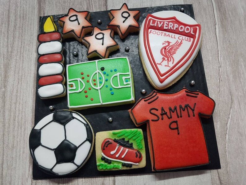 Bespoke Biscuits / Football Biscuits / Personalised Cookies / Etsy