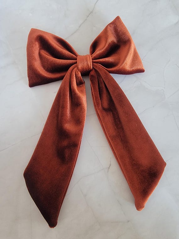 Velvet Long Tail Hair Bow - Elegant Hair Bow - Special Occasion Hair Bow