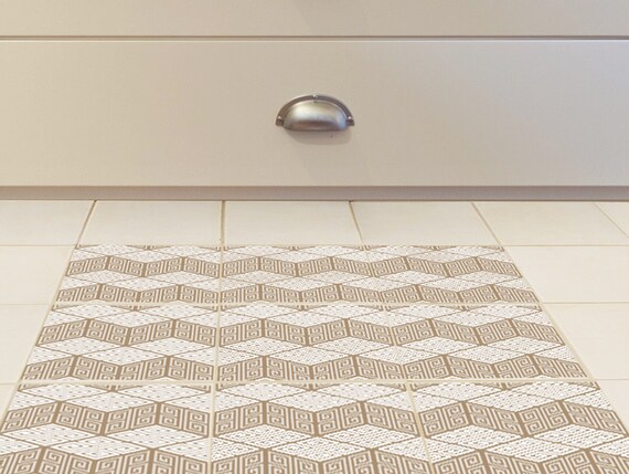 Floor Tile Decals Set Of 15 With Brown Geometric Pattern Image 0