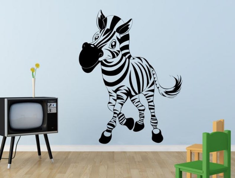 Wall Decal Cute Zebra Stickers For Kids Room Nursery Playroom Children Decals Vinyl Animal