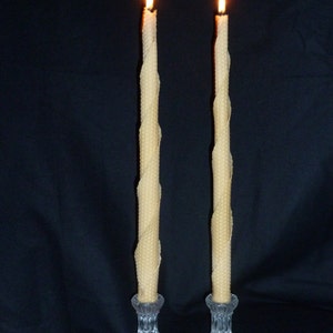 Beeswax Twisted Taper Candles Handmade  - sold as a pair 16”