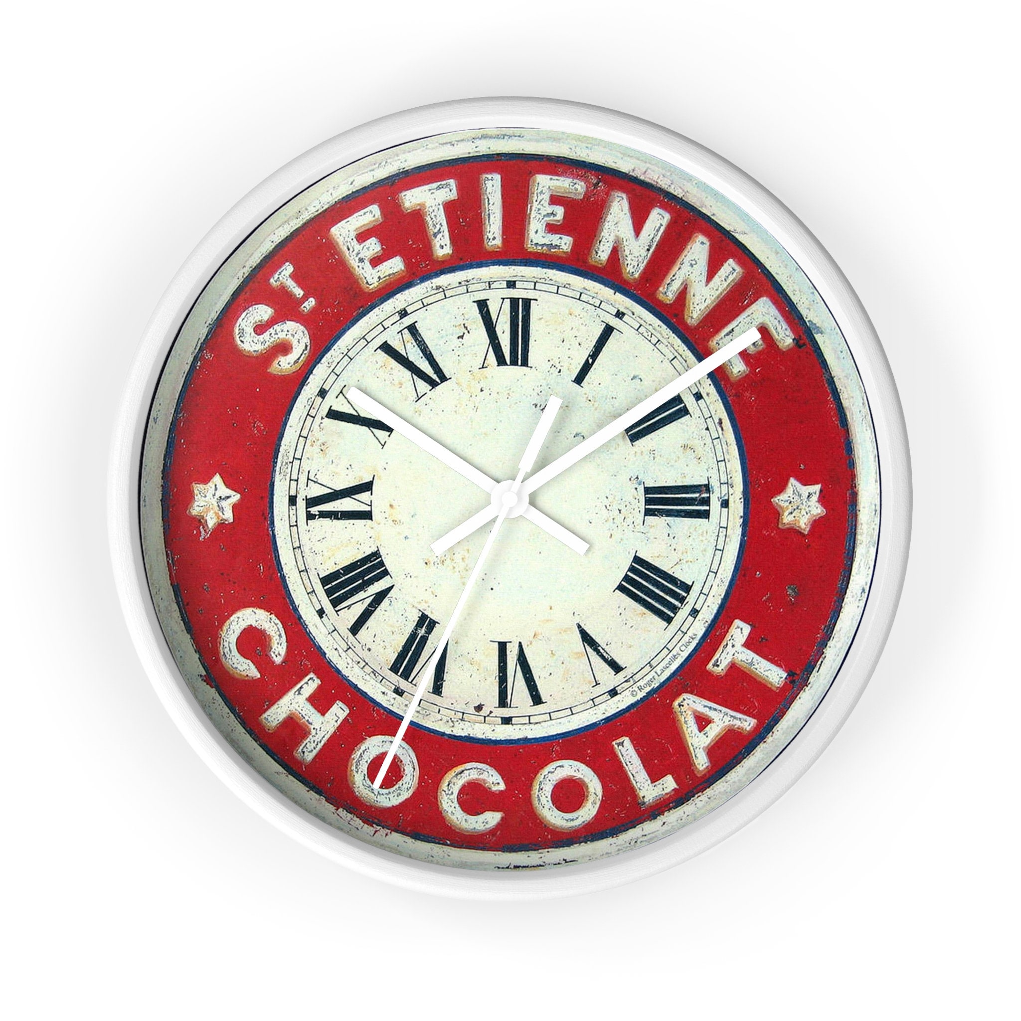 Vintage St. Etienne Chocolat Label Wall Clock - 10 Diameter
